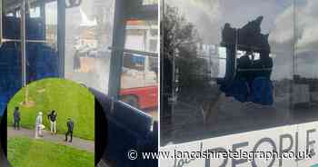 Bus company 'incredibly sad' after "mindless" yobs throw brick through window