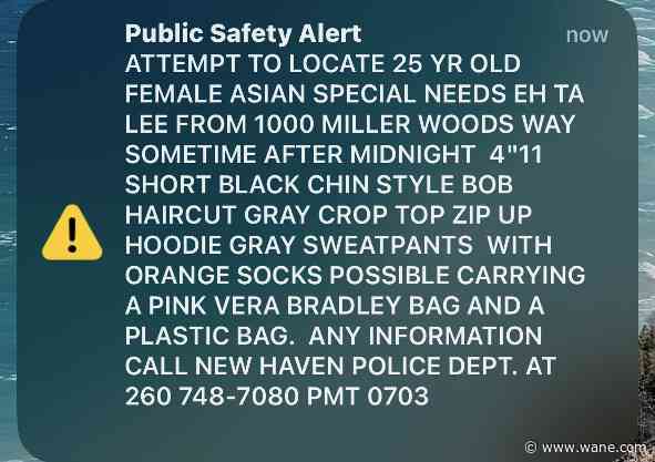 Public Safety Alert issued for missing New Haven woman