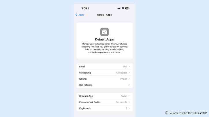 iOS 18.2 Adds 'Default' Section for Managing Your Preferred Apps