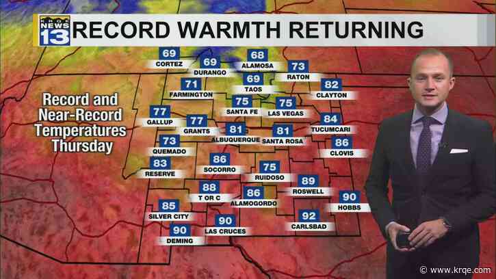 Record warm weather ahead of a weak cold front