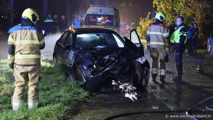 Automobilist rijdt boom uit de grond en raakt gewond