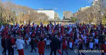 Protest held in Edmonton to oppose Alberta government involvement in support staff labour dispute
