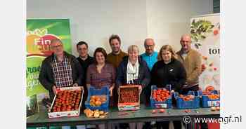 Finalisten kookwedstrijd Week van de Smaak proeven tomaten bij REO Veiling