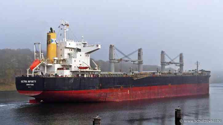 Bulkcarrier vaart bosjes in door dichte mist