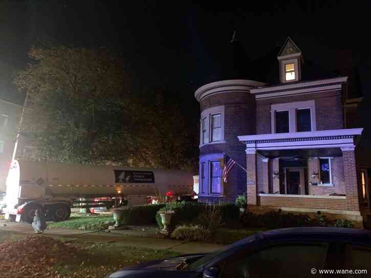 Vehicle goes the wrong way, Semi swerves into historic house