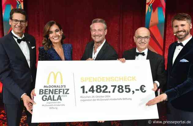 McDonald's Benefiz Gala erzielt 1.482.785 Euro an Spenden zugunsten der McDonald's Kinderhilfe Stiftung