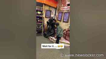 Can’t decide who got the bigger scare, the skeleton or the kid! #dadjokes