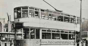 Darwen tram photo shows war halted work on Blackburn Cathedral