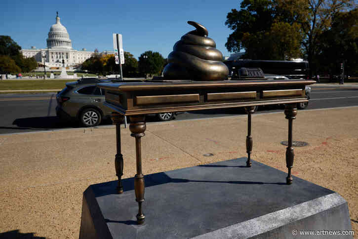 Pelosi Desk Covered in Poop and Trump Torch Sculptures Appear in D.C. Ahead of Election Day