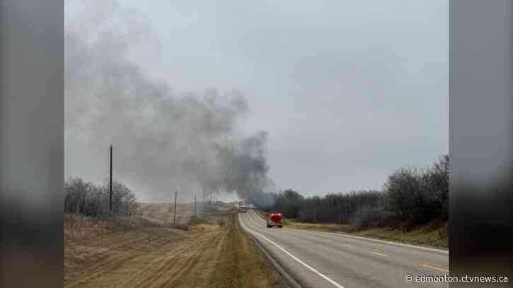 Truck carrying crude oil catches fire on Highway 619 outside Viking: RCMP