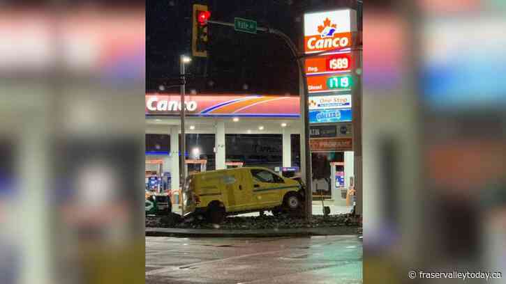 One person sent to hospital following van crash near gas station in Chilliwack