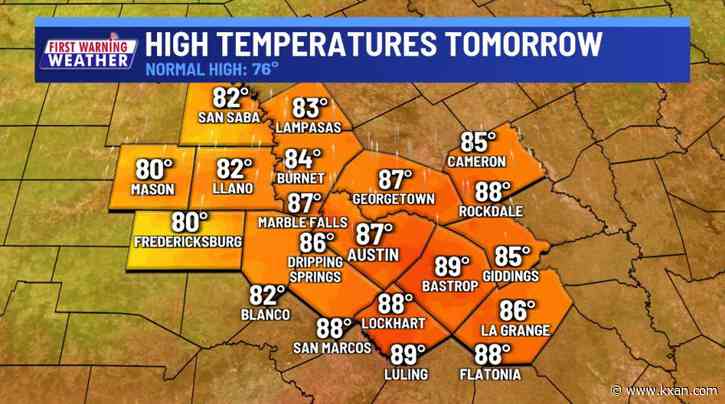 Evening showers with a warmer Sunday ahead