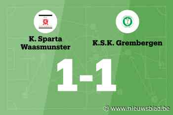 Gelijkspel voor Sparta Waasmunster thuis tegen KSK Grembergen