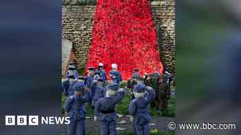 Knitted scenes put up for Remembrance display