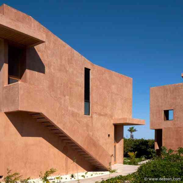 Reyes Ríos + Larraín Arquitectos extends pink beach house along narrow Yucatán property