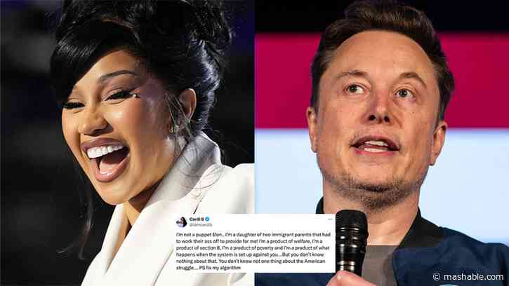 Cardi B bluntly shuts down Elon Musk on X after he calls her a 'puppet'