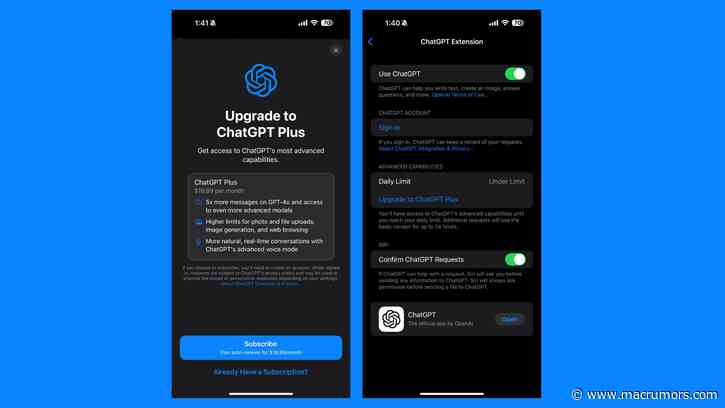 iOS 18.2 Beta 2 Shows Siri ChatGPT Limit, Offers 'Plus' Upgrade Option