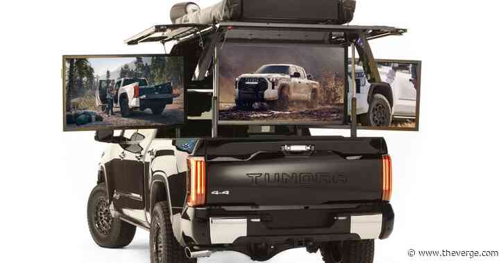 Toyota mounted five big-screen TVs to this Tundra truck