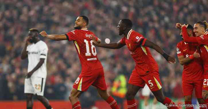 Luis Díaz en Cody Gakpo scoren voor Liverpool tegen Bayer Leverkusen