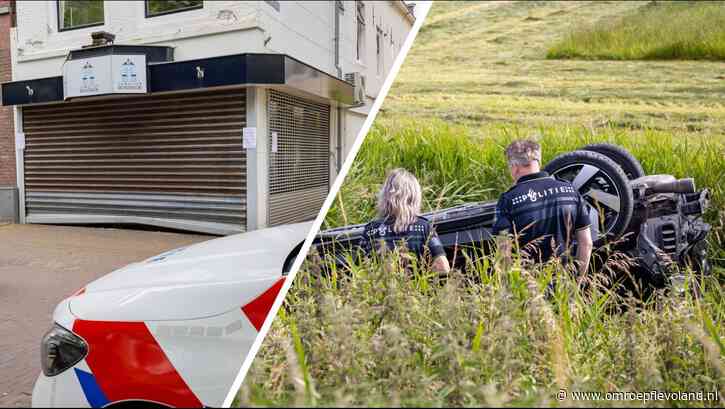 Almere - Almeerders gepakt voor ramkraak juwelier, vermoedelijke vluchtauto crashte in sloot