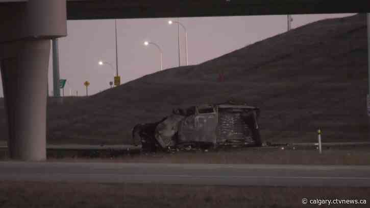 Stoney Trail closed due to crash at 17 Avenue S.W.