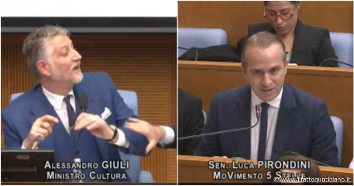 Lite tra Pirondini (M5s) e Giuli in Aula: “Investite in armi ma tagliate la cultura” E il ministro cita Ulisse prima della strage dei Proci