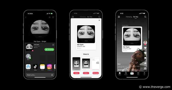 You can now share streaming music directly to TikTok posts