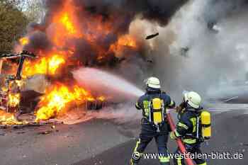 Lkw auf der A2 bei Vlotho komplett ausgebrannt