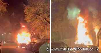 Range Rover explodes and erupts into flames in Islington