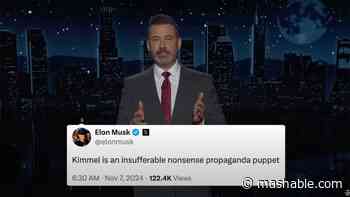 Jimmy Kimmel has a brutal response to Elon Musk calling him a 'propaganda puppet'