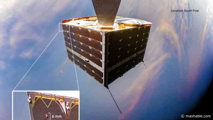 An object struck a satellite in Earth's orbit, leaving a hole