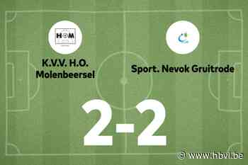 Gruitrode B sleept gelijkspel uit de brand in de uitwedstrijd tegen Molenbeersel