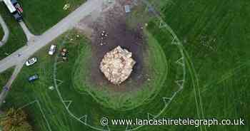 Amazing drone images capture mountain of pallets for Blackburn bonfire