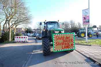 Deshalb beziehen mehr als 40 Traktoren Stellung vor dem Marta in Herford