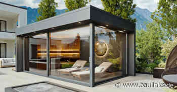 Saunahaus mit Panoramaverglasung über Eck