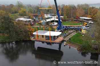 Fliegende Hausboote komplettieren Anlage am Godelheimer See bei Höxter