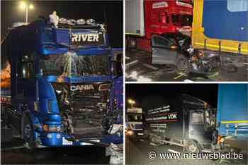 Tweede ongeval op E19 met meerdere vrachtwagens na eerste kettingbotsing met 12 vrachtwagens