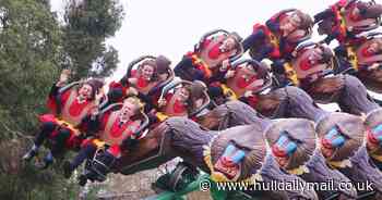 Canterbury choir singers belt out Christmas carols while riding rollercoaster