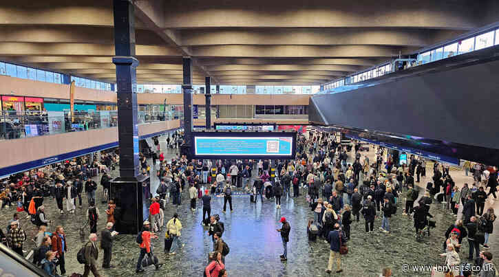 Euston Station deteriorates to the point of needing bands to hold its columns together