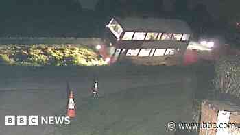 Watch: Double-decker bus crashes into ditch