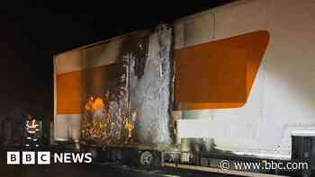Lorry fire closes part of M45 for several hours