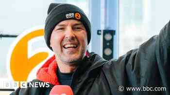 Paddy McGuinness completes Children in Need challenge on kids’ bike