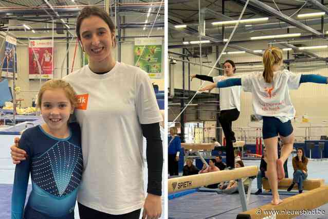 Koekelaarse gymnaste Lina (10) ziet droom in vervulling gaan met turnles van Nina Derwael: “Fantastisch om dit te mogen meemaken”