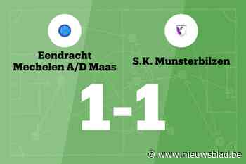 E. Mechelen a/d Maas B en Munsterbilzen eindigen op 1-1-gelijkspel