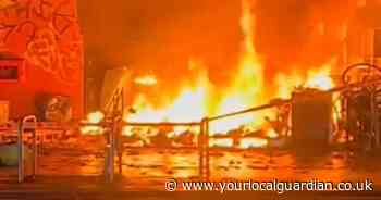 Fire destroys rubbish and half a tent on busy central London road