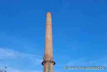 Renovatie schoorsteen voormalige elektriciteitscentrale bijna klaar: “Tot 300 bakstenen per ring moesten vervangen worden”