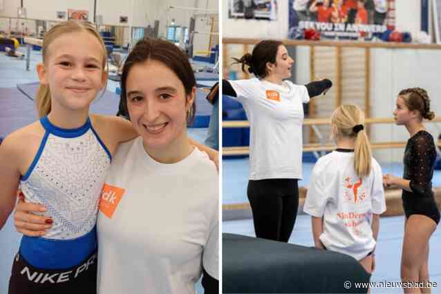 Mila (11) en Felice (10) beleven droomtraining met Nina Derwael: “Zij is de reden dat ik begonnen ben met toestelturnen”