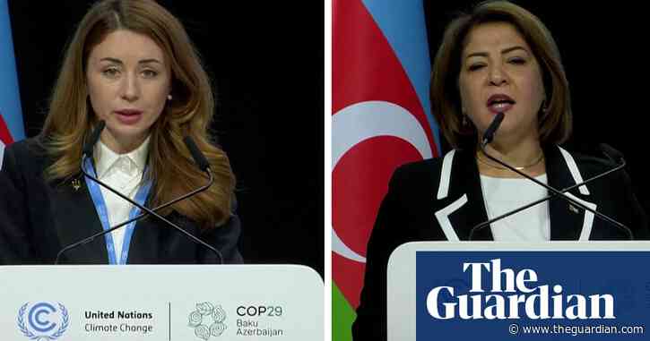 Cop 29: Ukraine and Palestinian delegates warn of environmental impact of war – video