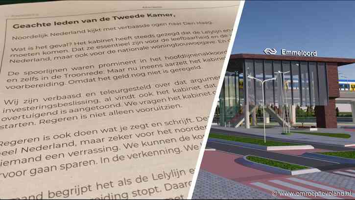 Flevoland - Noorden van Flevoland tekent oproep voor komst Lelylijn