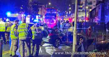 Car roof pictured on pavement as three in hospital after crash